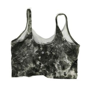 Lululemon Long Line Sports Bra Womens 14 Green Tie Dye Energy Mesh Crop Yoga Top